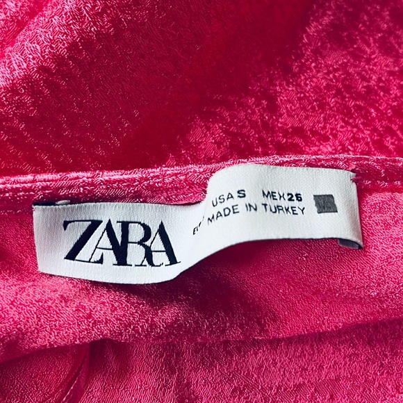 Zara Snake Skin Pattern Spaghetti Strap Mini Dress Pink Size Small - Picture 6 of 7